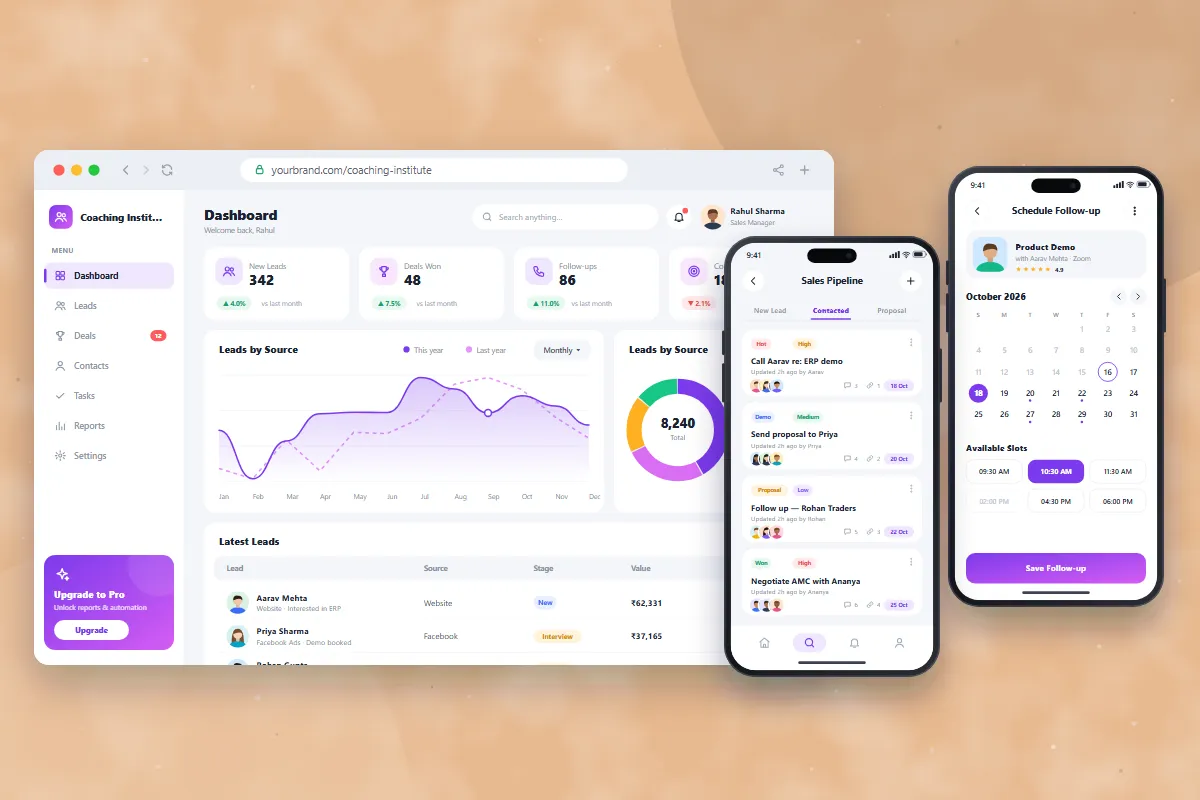 Coaching Institute CRM – web software by Gletus Technology