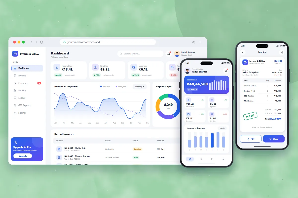 Invoice & Billing Portal – website by Gletus Technology