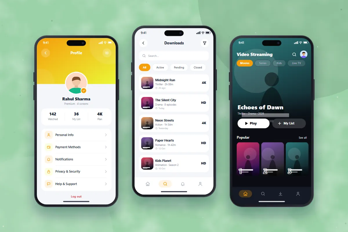 Video Streaming App – mobile app by Gletus Technology